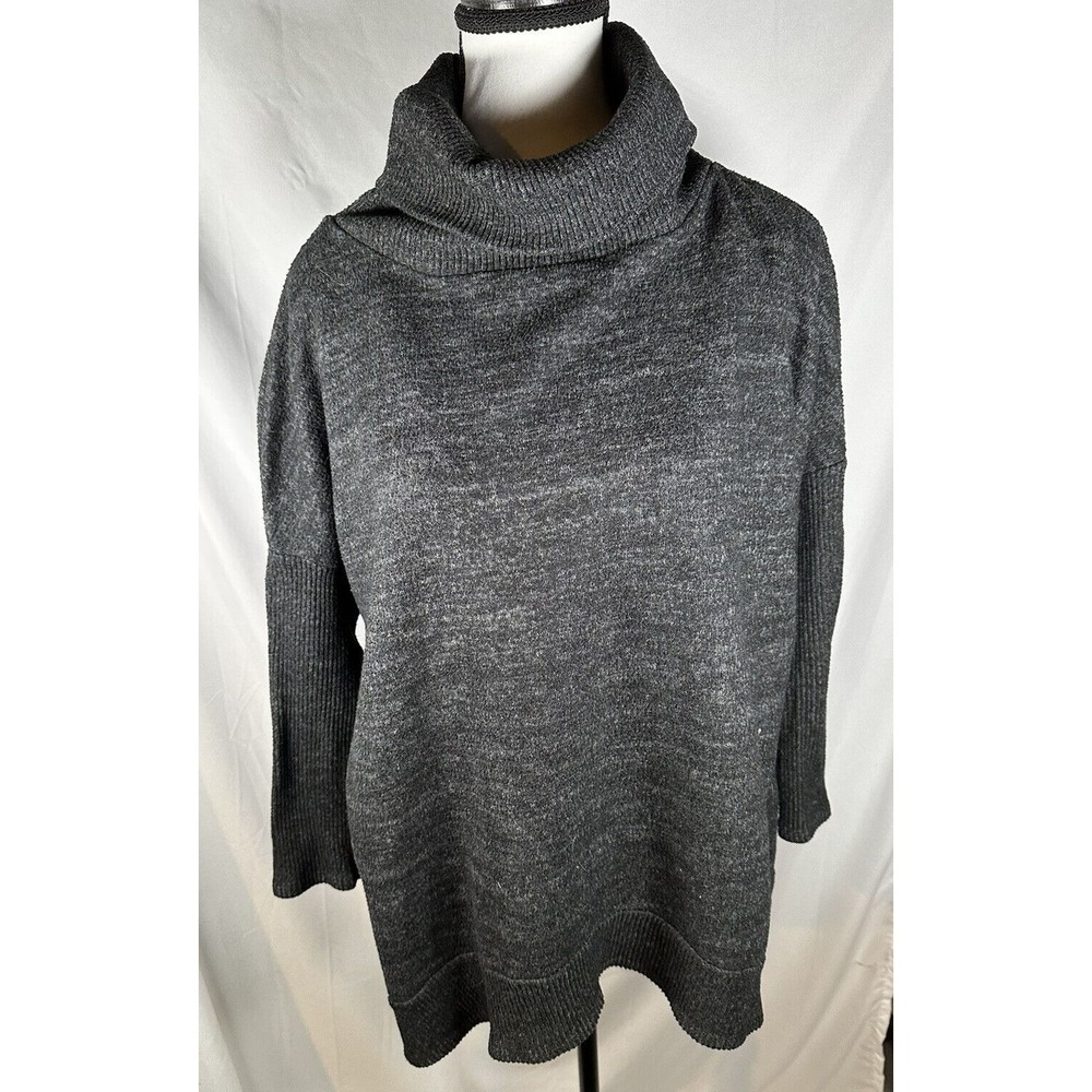 Goldspark Women's Heathered Black Cowl Neck Sweater Size Large Dolman Sleeves